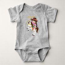 Cowgirl, Sheriff, Horse, Lasso, Brown Hair Baby Bodysuit