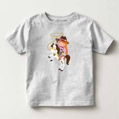 Cowgirl Sheriff Horse Lasso Orange Hair Toddler T_shirt