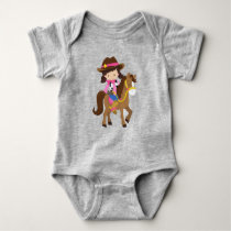 Cowgirl, Sheriff, Horse, Western, Brown Hair Baby Bodysuit