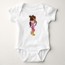 Cowgirl, Sheriff, Western, Country, Brown Hair Baby Bodysuit