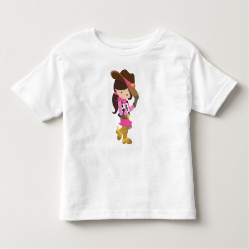 Cowgirl Sheriff Western Country Brown Hair Toddler T_shirt