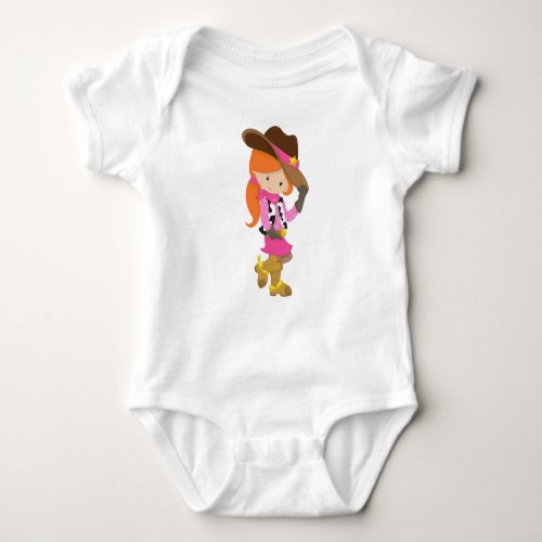 Cowgirl Sheriff Western Country Orange Hair Baby Bodysuit