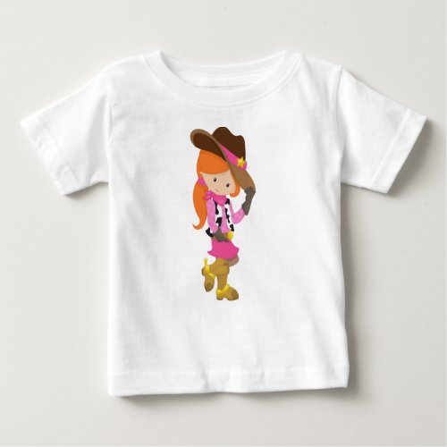 Cowgirl Sheriff Western Country Orange Hair Baby T_Shirt