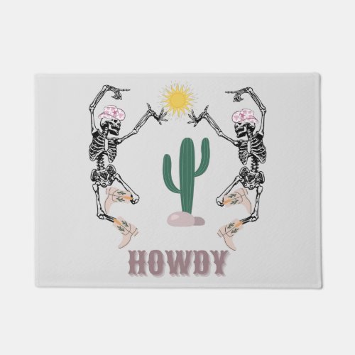 Cowgirl Skeleton Howdy Doormat