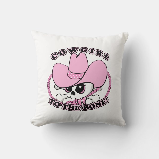 Cowgirl Skull Throw Pillow (Front)