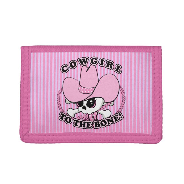 Cowgirl Skull Tri-fold Wallet (Front)
