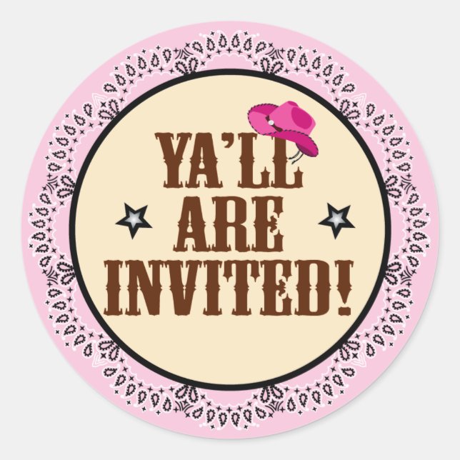 Cowgirl Sticker - Ya'll Are Invited (Front)