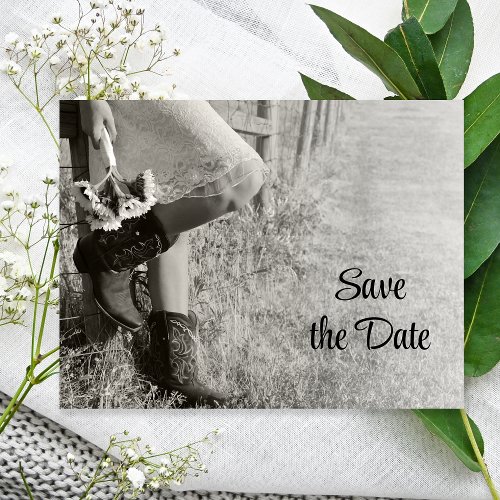 Cowgirl Sunflowers Country Wedding Save the Date Announcement Postcard
