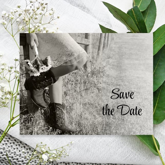 Cowgirl Sunflowers Country Wedding Save the Date Announcement Postcard (Creator Uploaded)