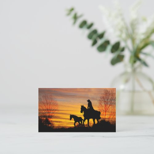 Cowgirl Sunset Horseback Ride Business Card