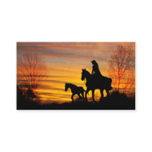 Cowgirl Sunset Horseback Ride Business Card