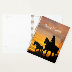 Cowgirl Sunset Horseback Ride Daily Planner