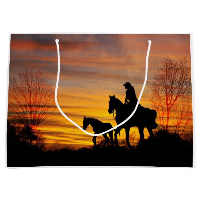 Cowgirl Sunset Horseback Ride Gift Bag (Front)