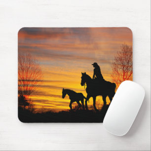 Cowgirl Sunset Horseback Ride Mouse Pad