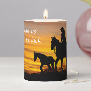 Cowgirl Sunset Horseback Ride Pillar Candle
