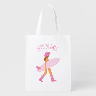 Cowgirl Surfer Print Grocery Bag