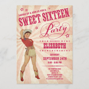 Cowgirl Sweet 16 Party Invitations