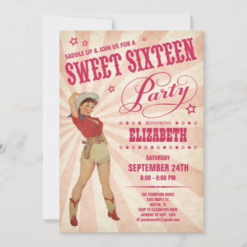 Cowgirl Sweet 16 Party Invitations