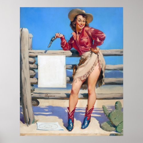 Cowgirl Target Practice Pin Up Poster