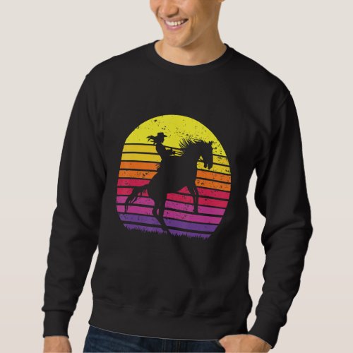 Cowgirl Texas Ranch Girl Horse Riding Sunset Retro Sweatshirt