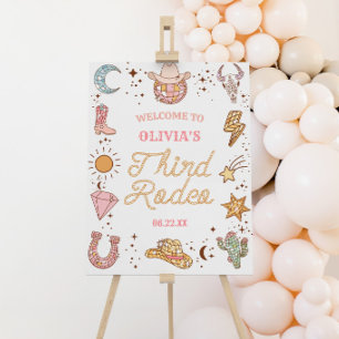 Cowgirl Third Rodeo Birthday Party Welcome Sign