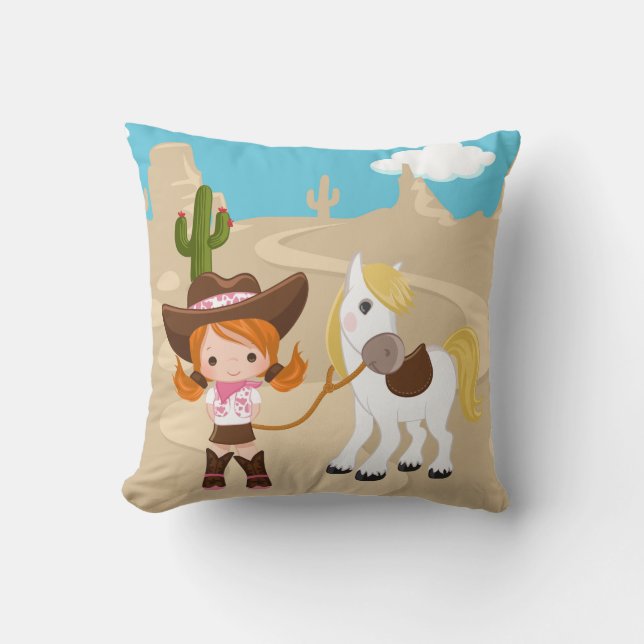Cowgirl Throw Pillow (Front)