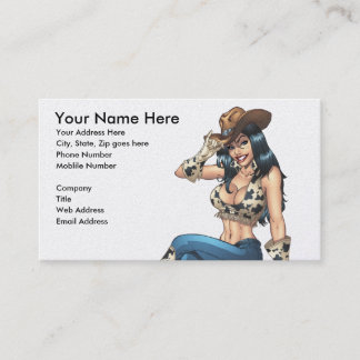 Cowgirl Tipping Her Cowboy Hat Illustration Business Card