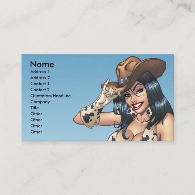 Cowgirl Tipping Her Cowboy Hat Illustration Business Card (Front)