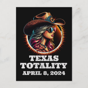 Cowgirl Total Solar Eclipse 4.08.2024 Texas  Postcard