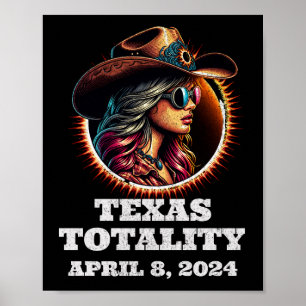 Cowgirl Total Solar Eclipse 4.08.2024 Texas Poster