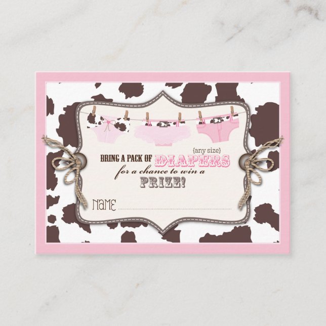 Cowgirl Tutu and Jeans Diaper Raffle Ticket Enclosure Card (Front)