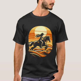 Cowgirl Vibes Retro Sunset Rider T-Shirt