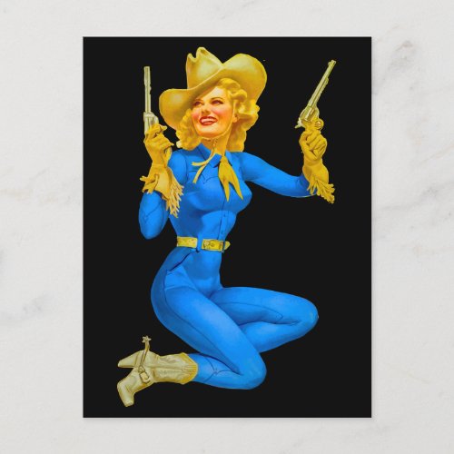 COWGIRL  Vintage Pin up  Art  Postcard