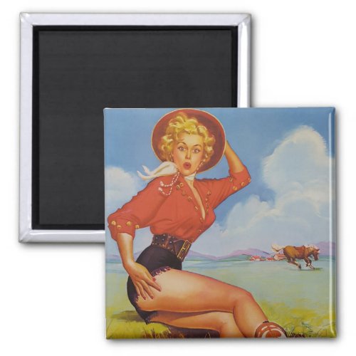 Cowgirl vintage Pin up Magnet