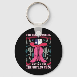 Cowgirl Voting For Outlaw Funny Pro Trump 2024 Wom Keychain