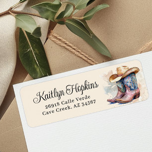 Cowgirl Watercolor Boots Return Address Label