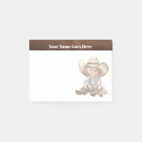 Cowgirl watercolor cute cowboy hat little girls post_it notes