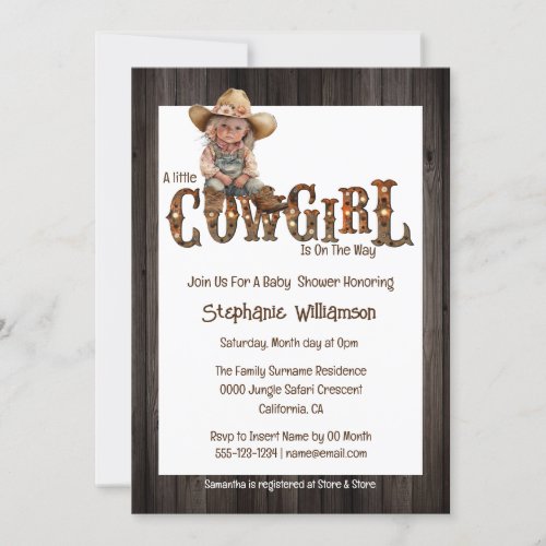 Cowgirl wearing cowboy boots hat western invitation