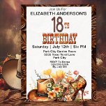 Cowgirl Western 18th Birthday Invitation<br><div class="desc">Cowgirl Western 18th Birthday Invitations For Women.  Easy To Change The Sample Text To Your Own By Clicking Personalize.  Click Personalize/Edit With Design Tool To Change The Font Type,  Font Color,  Font Size,  Or To Add/Delete/Change The Text Or Design Elements.</div>