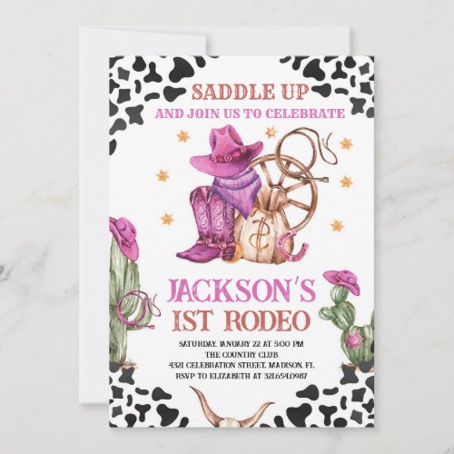 Cowgirl Western 1st Rodeo Birthday Party Invitation
