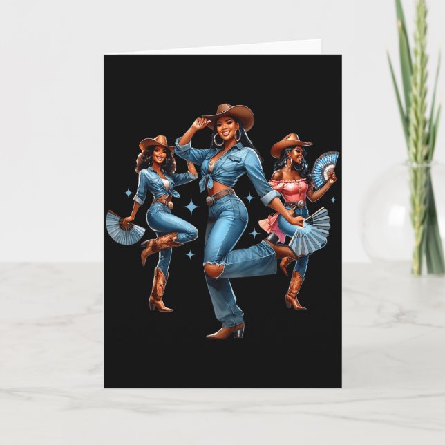 Cowgirl Western Afro Black Women African Black His Card (Front)