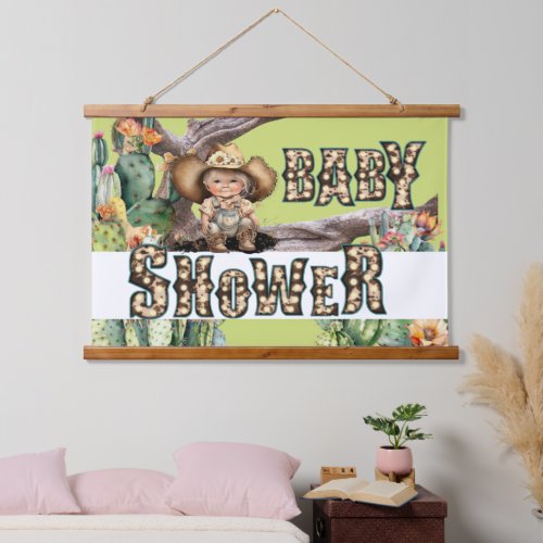 Cowgirl western baby shower DIY color green Hanging Tapestry
