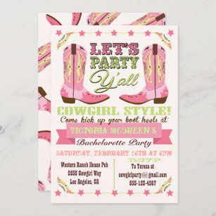 cowgirl themed bachelorette party invitations