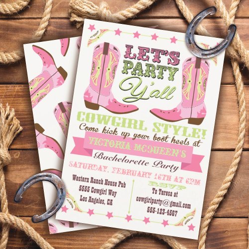 Cowgirl Western Bachelorette Party Invitations