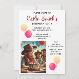 Cowgirl Western Birthday Party Invitation