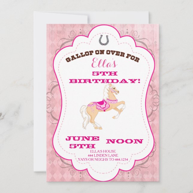 Cowgirl Western Birthday Party Invitations (Front)