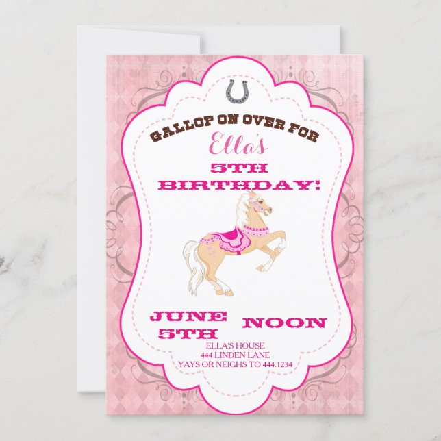 Cowgirl Western Birthday Party Invitations (Front)
