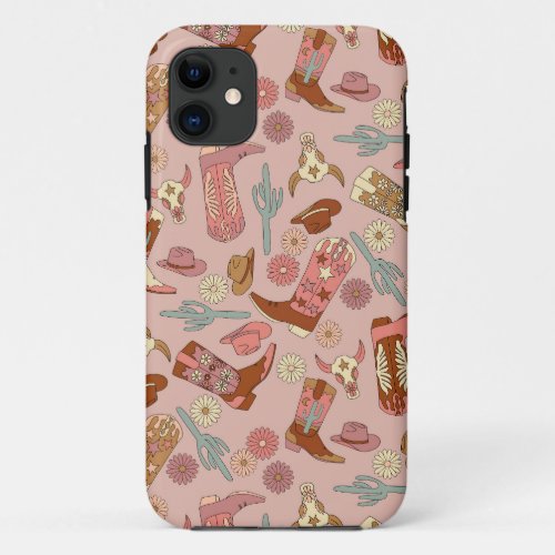 Cowgirl Western Boho Cowboy Boots iPhone 11 Case