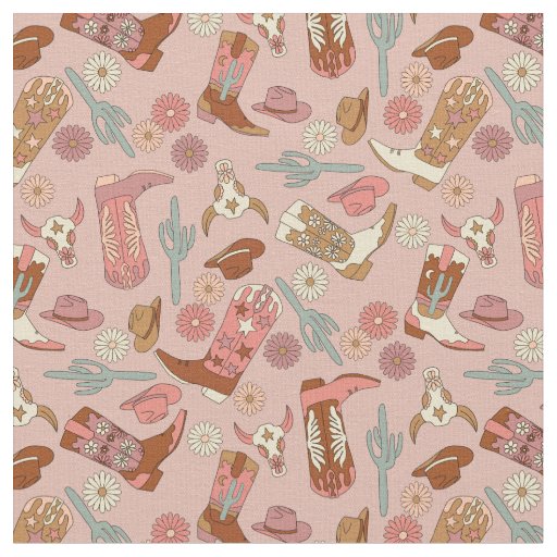 Cowgirl Western Boho Cowboy Boots Fabric
