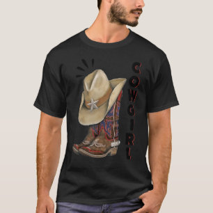 Cowgirl Western Boots Hat Spurs Girls Youth Child T-Shirt